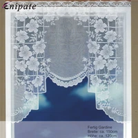 enipate european white translucent coffee curtain warp knitted curtains kitchen tulle lace sheer jacquard curtains 150x120cm