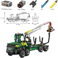new 938pcs logging truck app manipulation technology assembled building block toy model puzzle childrens gift