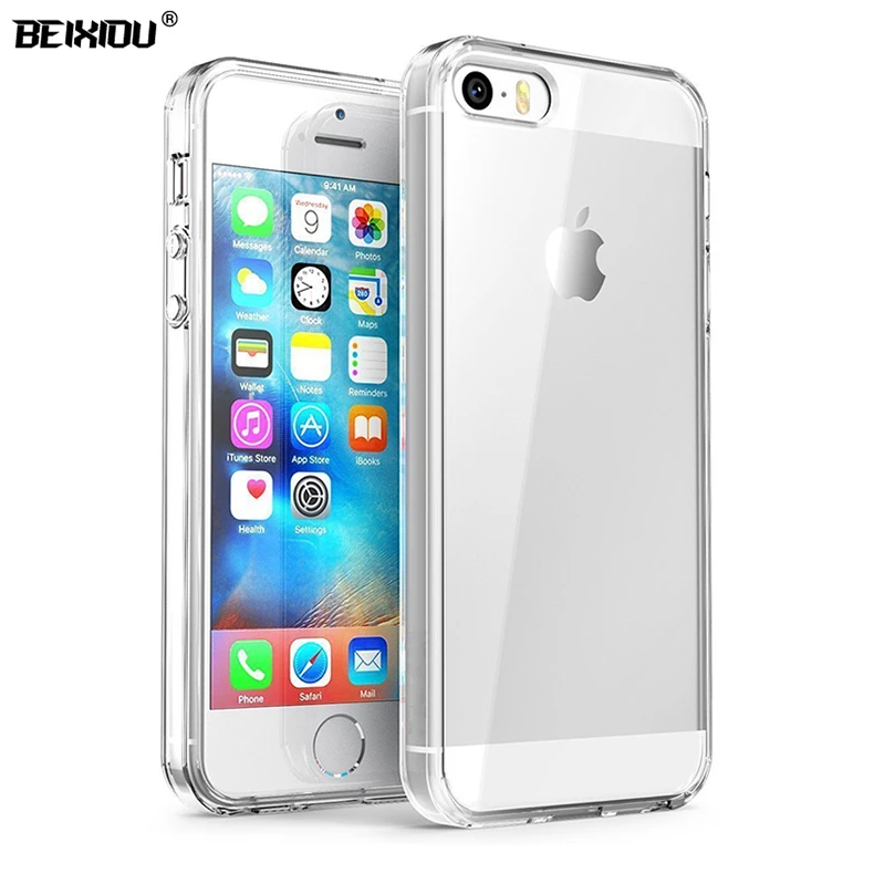 Чехол для iPhone SE 5S 5 TPU Силиконовый прочный прозрачный мягкий чехол для APPLE iPhone SE 5S 5 защитная задняя крышка