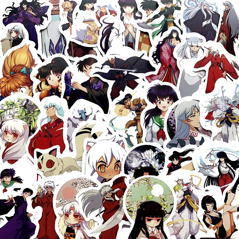 50PCS Japan Anime Inuyasha Cartoon Stickers For Waterproof Decal Laptop Motorcycle Luggage Snowboard Fridge Phone Car Sticker - купить по