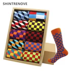 Брендовые качественные мужские носки, забавные повседневные деловые классические носки, цветные клетчатые Компрессионные Мужские гольфы