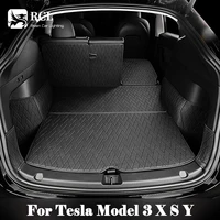leather trunk mats fully surrounded waterproof non slip all weather liner custom exact fit car interior for tesla model y x s 3