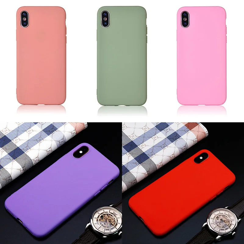 Матовый Мягкий силиконовый чехол из ТПУ для iPhone 6 6s 7 8 Plus X XS Max XR 5s SE 5 s однотонный