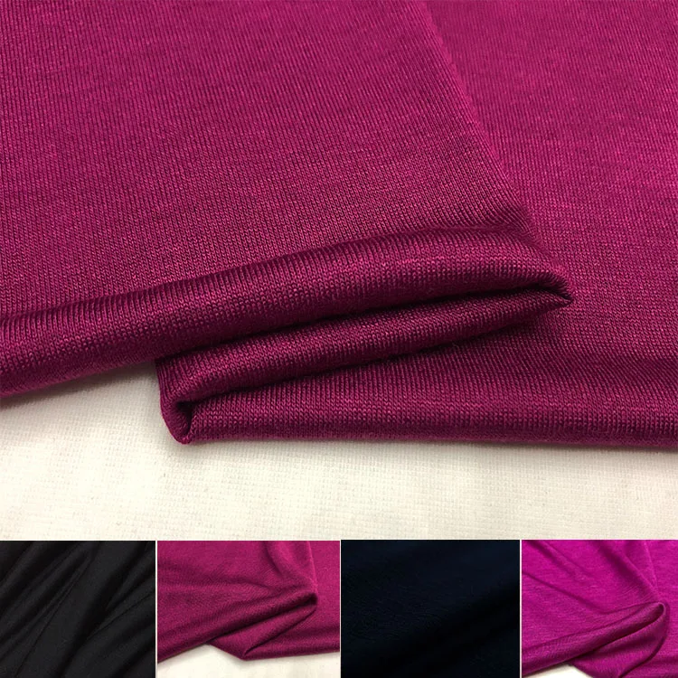 

High-end silk cotton knitted stretch fabric autumn clothing DIY fabric rose red