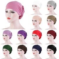 women turban hat soft jersey hijab headwear scarf wrap hair loss cancer chemo cap bandana muslim cover headscarf elastic bonnet