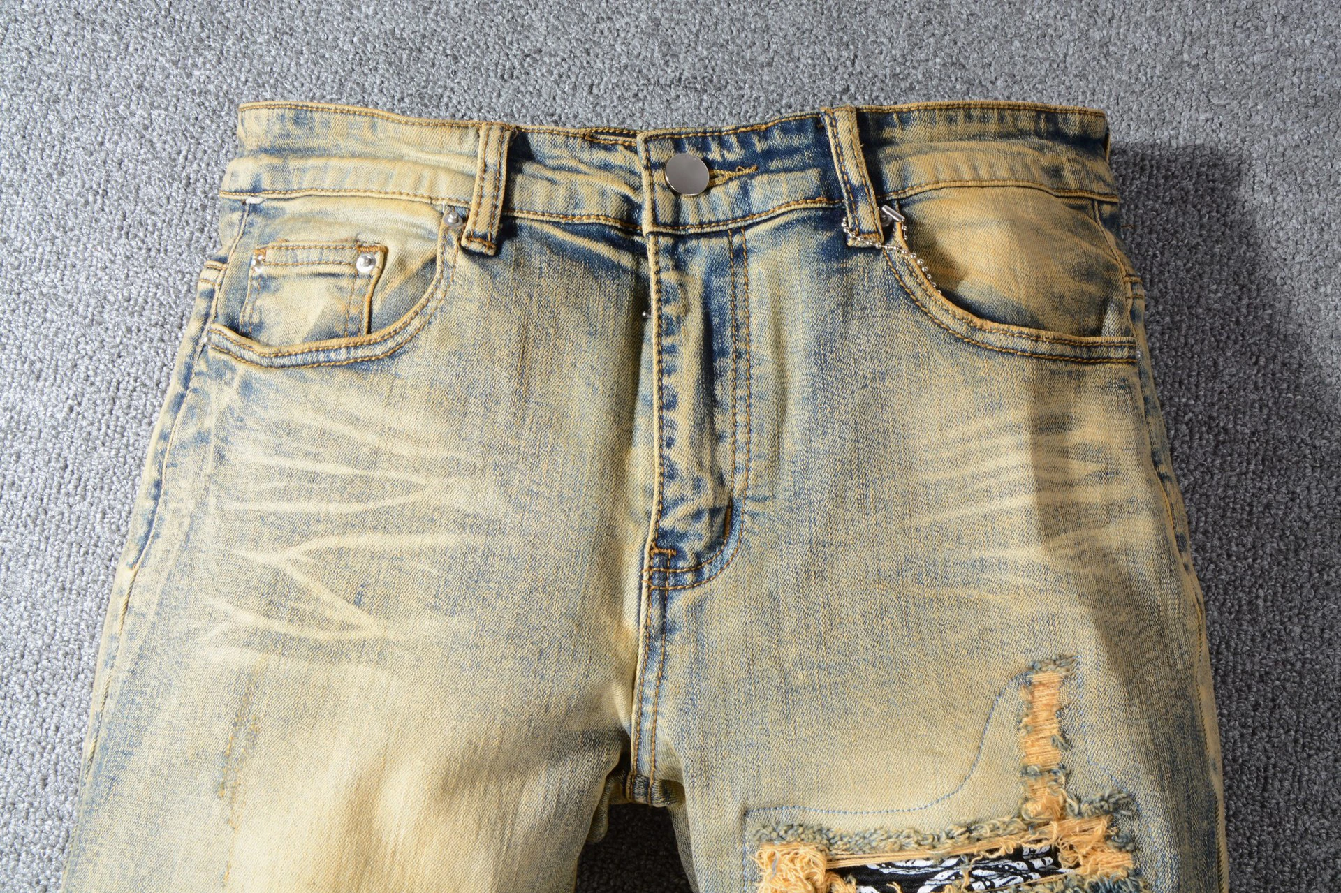 Новые мужские модные повседневные винтажные джинсы со складками облегающие