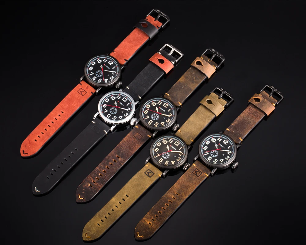 

CURREN Leather Strap Men Watch Fashion Design Digital Dial Male Clock Display Date Week Quartz-watch Hodinky Relogio Masculino