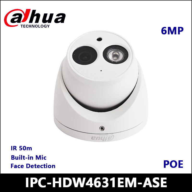 

IPC-HDW4631EM-ASE Dahua 6MP IP ИК камера для глазного яблока распознавание лица ИК 50m Встроенный микрофон POE смарт-Обнаружение поддерживается