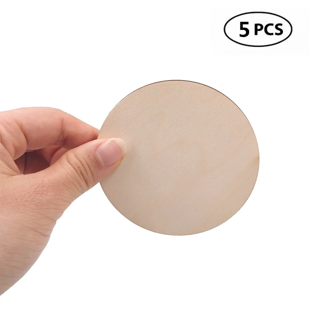 5pcs 100mm 4inch Christmas Ornaments Wood DIY Small Discs Circles Painting Round Pine Slices Wedding Party Decor | Дом и сад