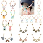 Деревянные подвесные игрушки для детской коляски, подвесные игрушки в тренажерный зал, мобильные погремушки-погремушки для детской коляски, Силиконовые бусы для прорезывания зубов