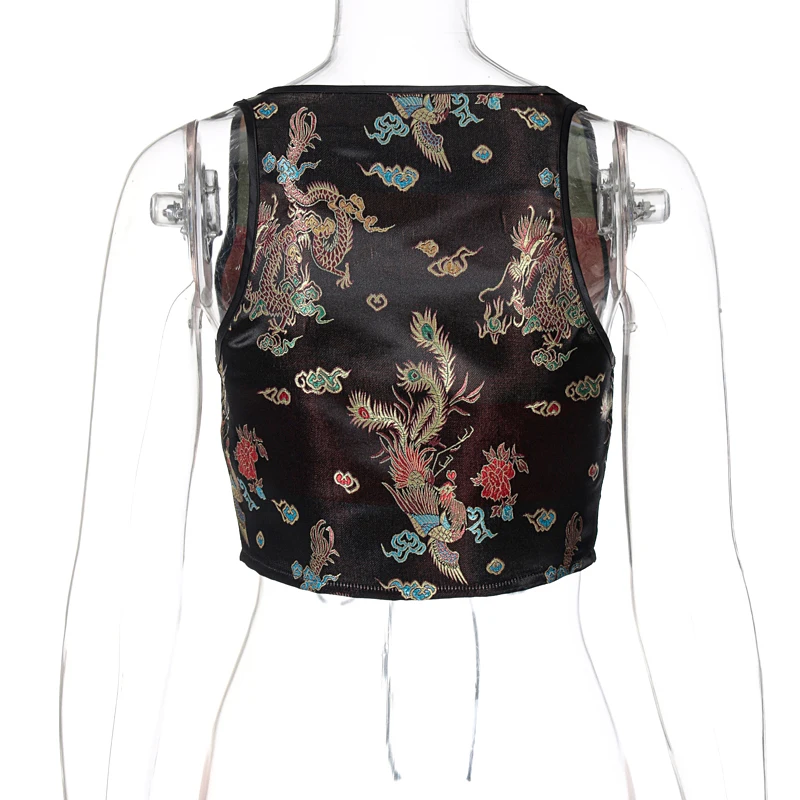 

2021 Sleeveless Print Bandage Sexy Crop Tank Top Summer Women Fashion Streetwear Outfits Y2K Camis