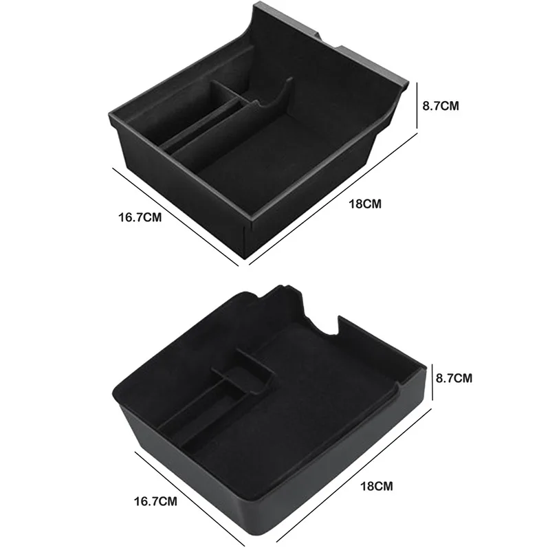 

New For Tesla Model 3 Y 2021 Car Central Armrest Storage Box Organizer Center Console Flocking/abs Organizer Containers Holder