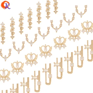 Сердечный дизайн, 50 шт., ювелирные аксессуарыПОДЛИННОЕ золотое покрытиеСделай самкубические циркониевые подвескиручная работаювелирные изделия