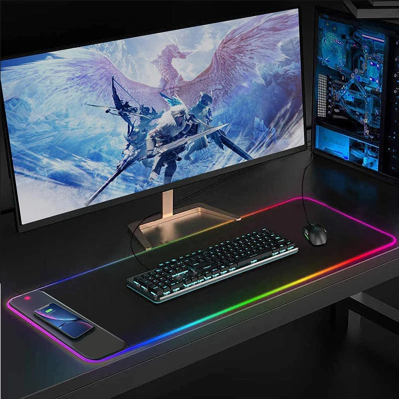 

Wireless charger 10W Cute Mouse Pad Computer Gamer Mousepad RGB Large PC Mouse Pad Big Gamer Mouse Pad CS GO LOL Desk Mat