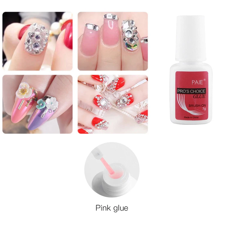 

1Pc 7g Pink Nail Glue Professional Nail Art Glue False nails Art Decor Tips Acrylic Glue Nail Accessories For Rhinestones