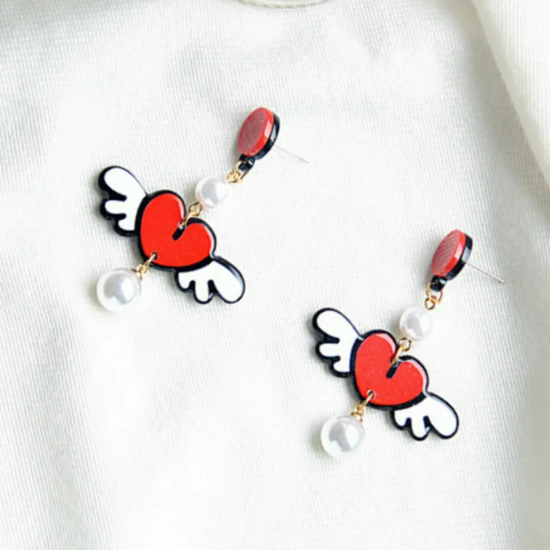 2020 Новые Модные Акриловые серьги в виде сердца и букв длинные губной помады для