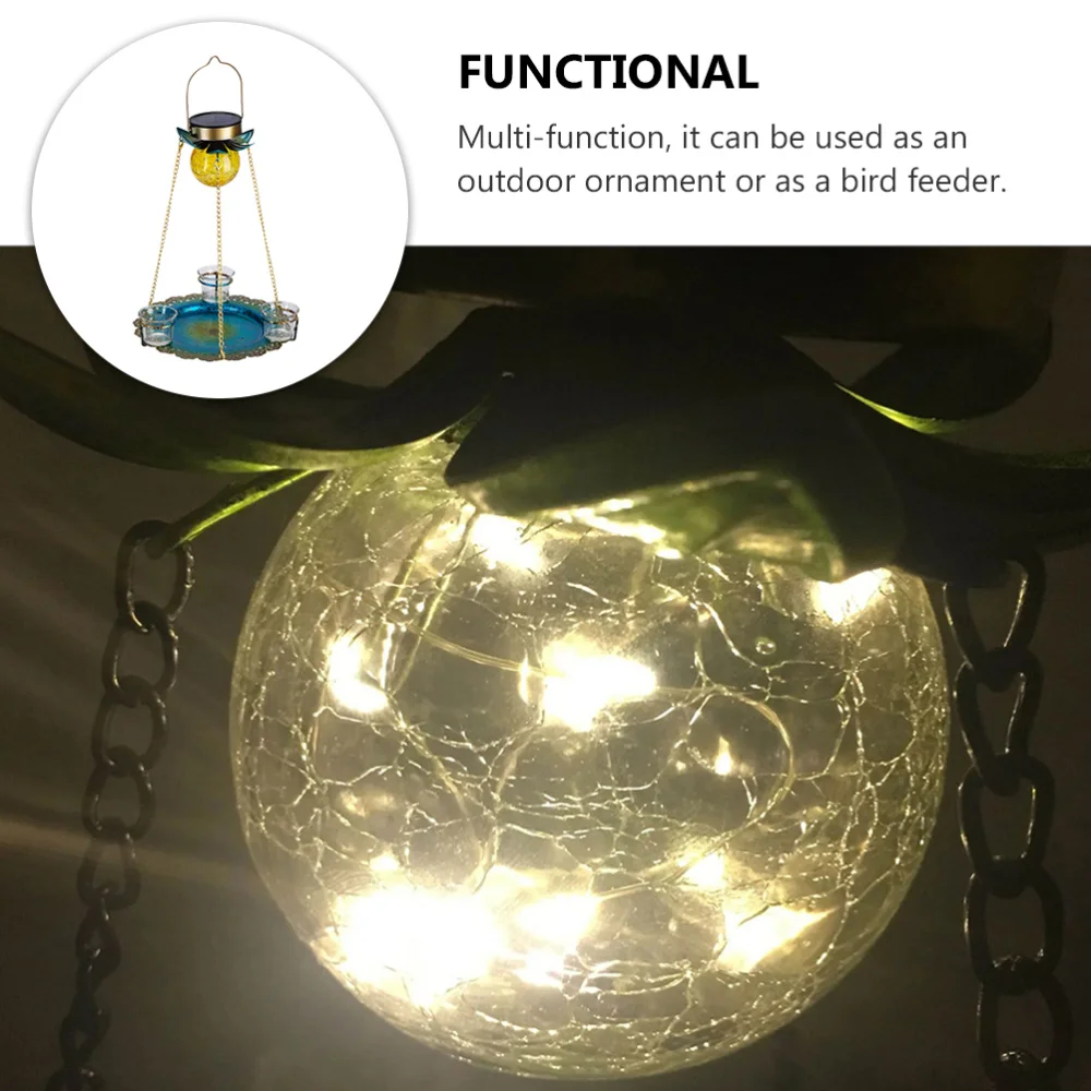 

Hanging Bird Feeder Birds Food Container Home Yard Bird Feeder with Solar Lamp