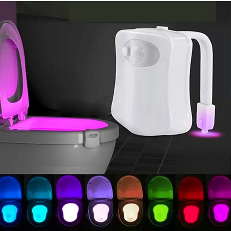 

Smart Night Light Sensor Toilet Lamp 8 Colors Backlight Activated Toilet Bowl LED Luminaria Lamp Nightlight PIR Night Light Lamp