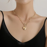 rock choker heart necklace layered chain on the neck with lock punk jewelry key padlock pendant necklace for women gift