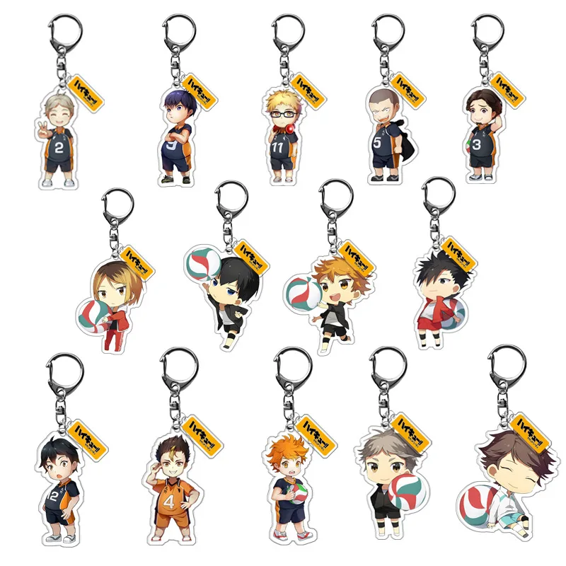 

1Pcs New Cartoon Volleyball Boy Key Chain Anime Haikyuu Keyrings Pendant Acrylic Keychains Collection Model Toys Gift
