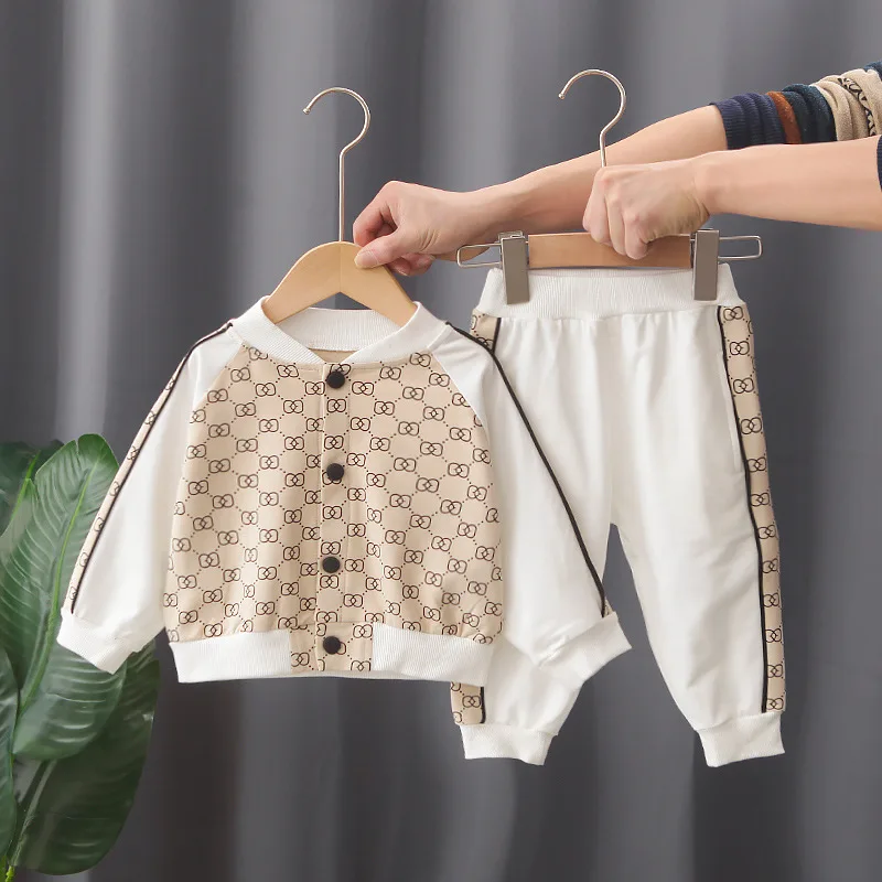 

Spring Autumn Baby Clothing Suits Girls Boys Baseball Shirt Kids Geometry Clothes Set Casual Fashion Coat+Pants Kids Outfits