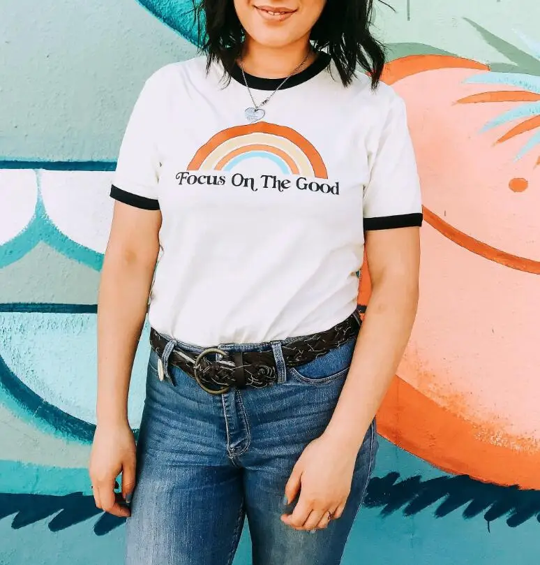 Женская футболка в стиле хиппи радужные рубашки из 100% хлопка Повседневная гранж