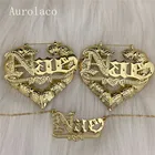 Комплект украшений AurolaCo с именем на заказ, модные новые женские серьги-кольца с именем на заказ, золотые серьги в форме сердца, праздничные подарки
