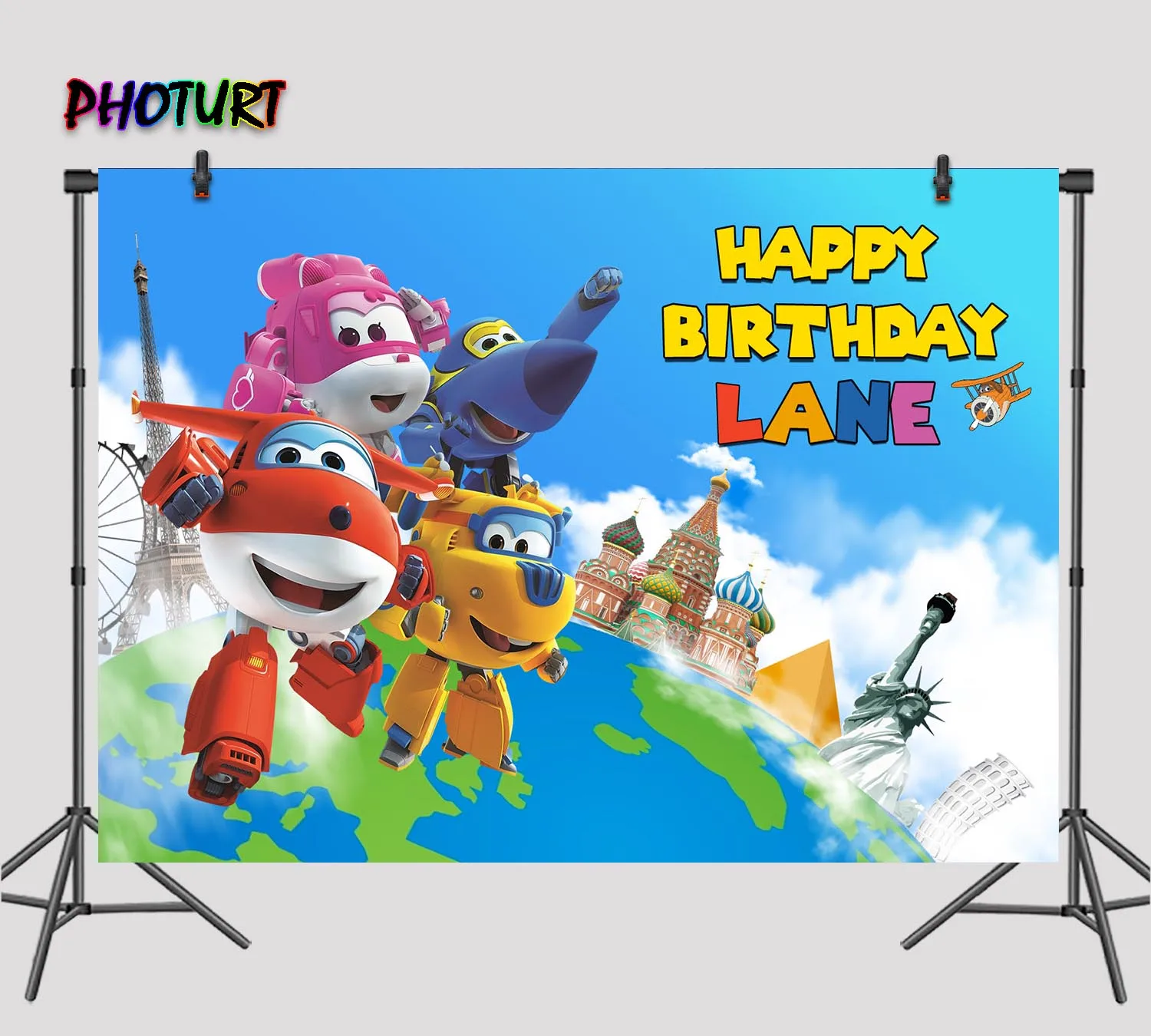 PHOTURT Super Wings фотофоны девочка Мальчик День Рождения Вечеринка кровать номер фон