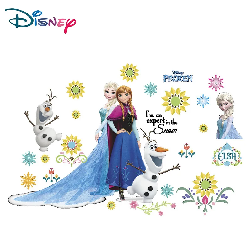 Disney стикер с рисунком из мультфильма игрушки Frozen для детей Эльза и Анна водонепроницаемое украшение для детской спальни pusheen Стикеры