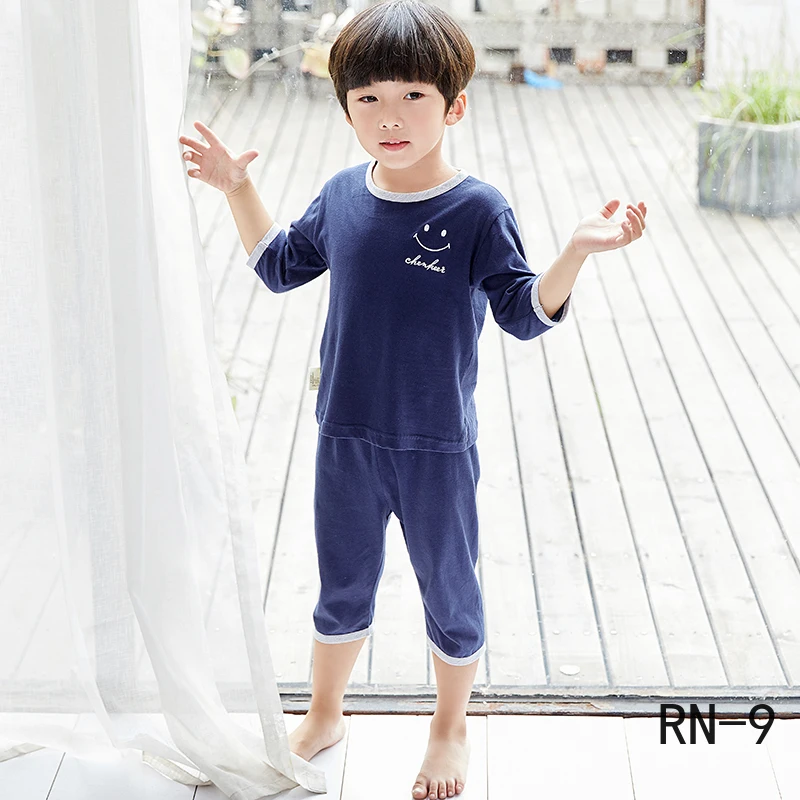 Летние хлопковые пижамы для детей 2020 детские с рукавом три четверти повседневный