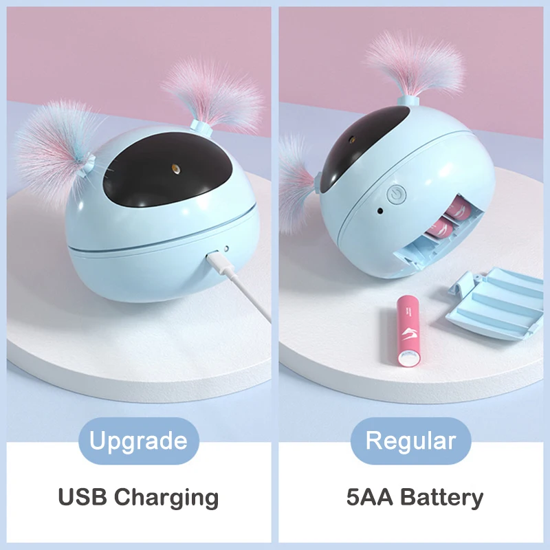 Juguete l&aacute;ser autom&aacute;tico para gatos con pluma, Robot interactivo el&eacute;ctrico giratorio de 360 grados, suministros inteligentes para gatos-2