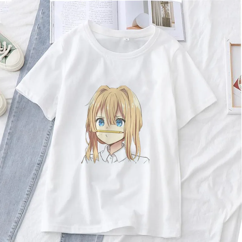 

Hot Sale Anime Violet Evergarden TShirt Women Summer t shirt Harajuku Tops Graphic Tees Cartoon tshirts for women