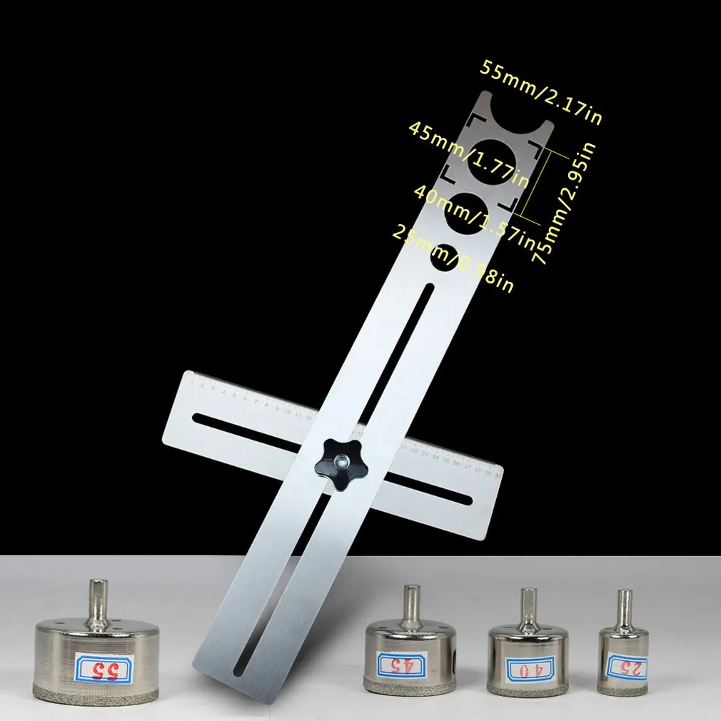 

Universal Tile Marble Glass Ceramic Floor Drilling Hole Tools Hole Opener Locator Adjustable Position Ruler Puncher Locator