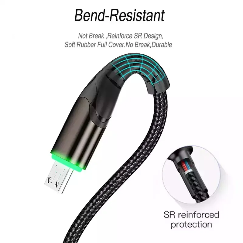 

3A Micro USB Cables Microusb Type-C Cables for Samsung S7 S10 Note USB Type C Cord For Huawei P30 Pro Phone Accessories Charging