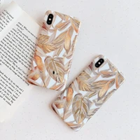 vintage golden leaf phone case for iphone 11 pro max xr xs max 6 6s 7 8 plus x electroplated fashion soft protective cover shell
