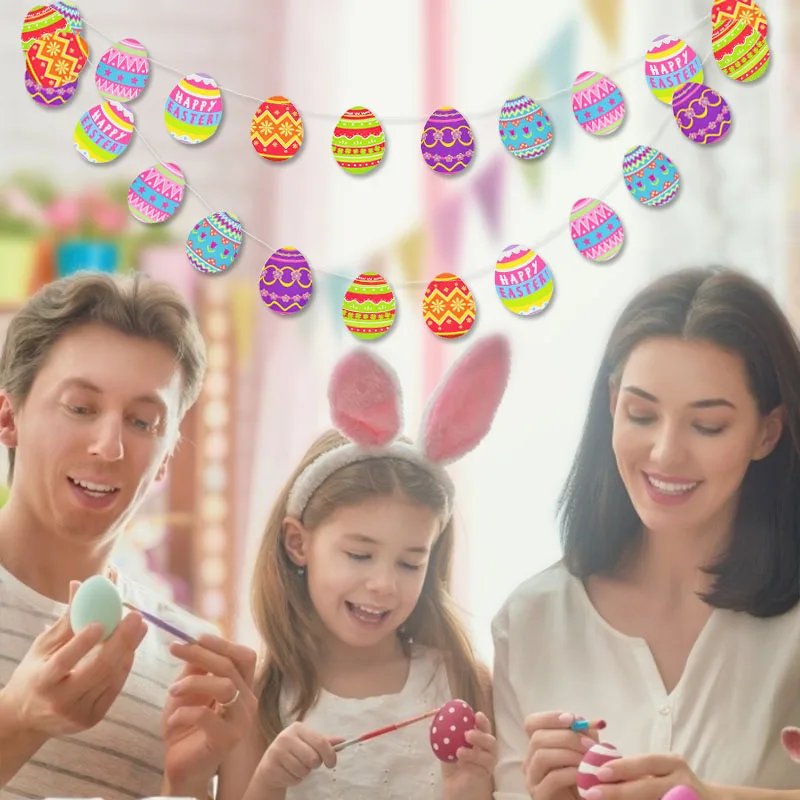 Новые творческие Счастливой Пасхи Декоративные Баннер DIY настенные подвесные
