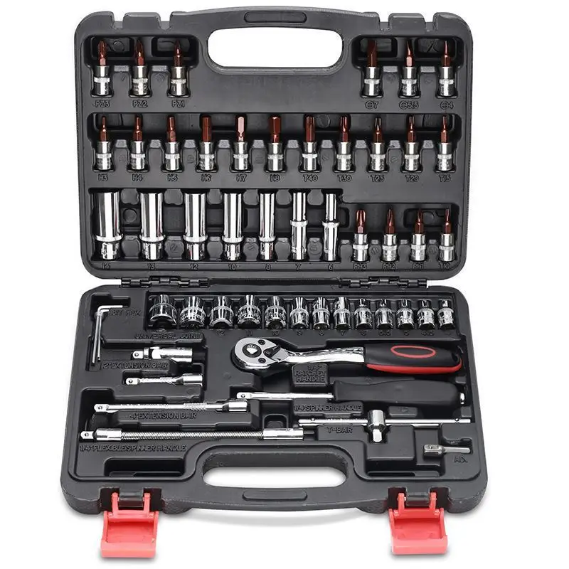 53pcs Professional Tool Box Spanner Socket Set Screwdriver Wrench Ratchets Set Kit Car Repair Tools Combination Hand Tools Set