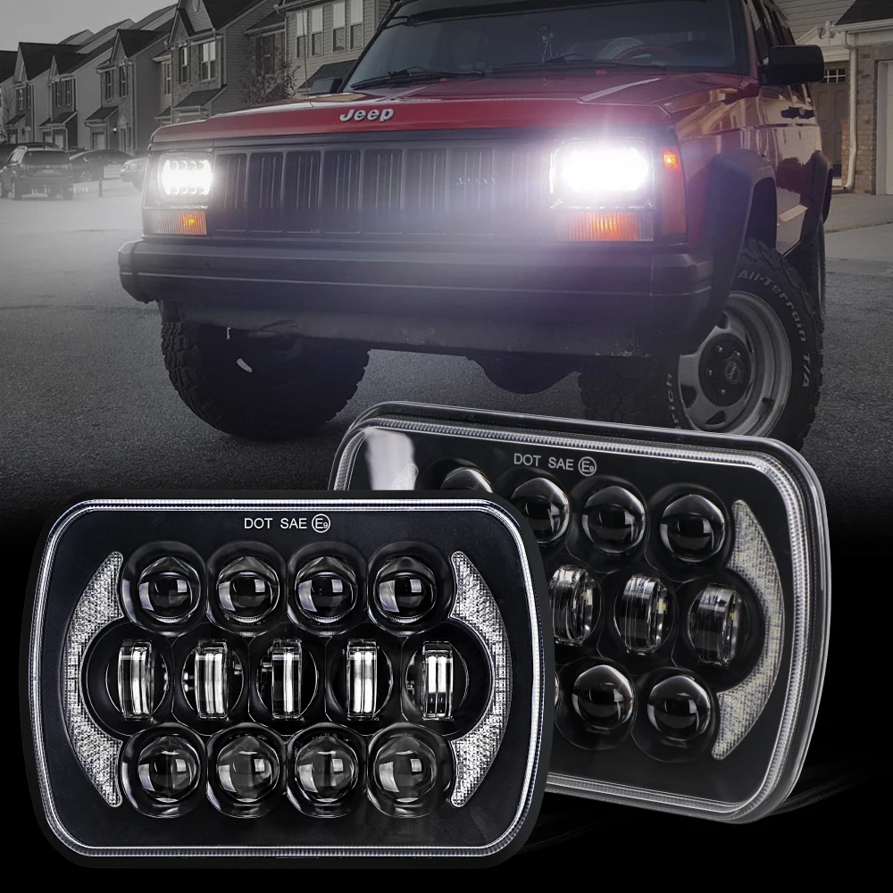 

DOT E9 5" x 7" 6x7 inch LED Headlights Assembly For Jeep Wrangler YJ Silverado V1 W3500 W4500 W550 Trucks 4X4 Offroad Headlamp