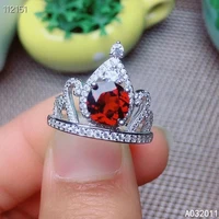 kjjeaxcmy fine jewelry 925 sterling silver inlaid natural gem garnet new womans lady girl female crystal ring support test