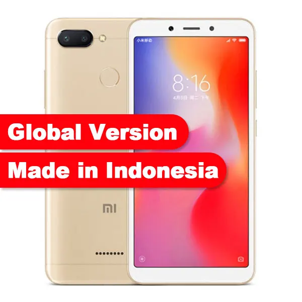 Gold IN Version Мобильный телефон Xiaomi Redmi 6 с глобальной версией, 4 ГБ, 64 ГБ, Helio P22, четыре ядра, 5,45 дюймов, 18:9, полный экран, 3000 Мп+ Мп, мА/ч - Цвет: Gold IN Version