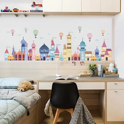 Cartoon Castle Kickline Wall Sticker Self-adhesive Kids Room Bedroom Decoration Corridor Kindergarten Layout Stickers | Дом и сад