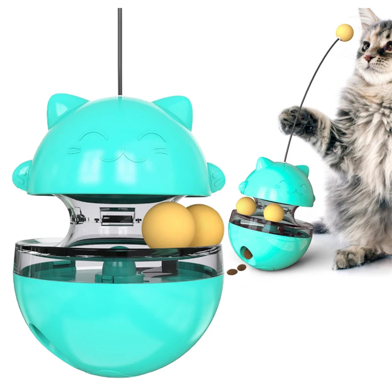 

Cat toy cat windmill kitten interactive balance car leaking food ball funny cat stick pet training toy