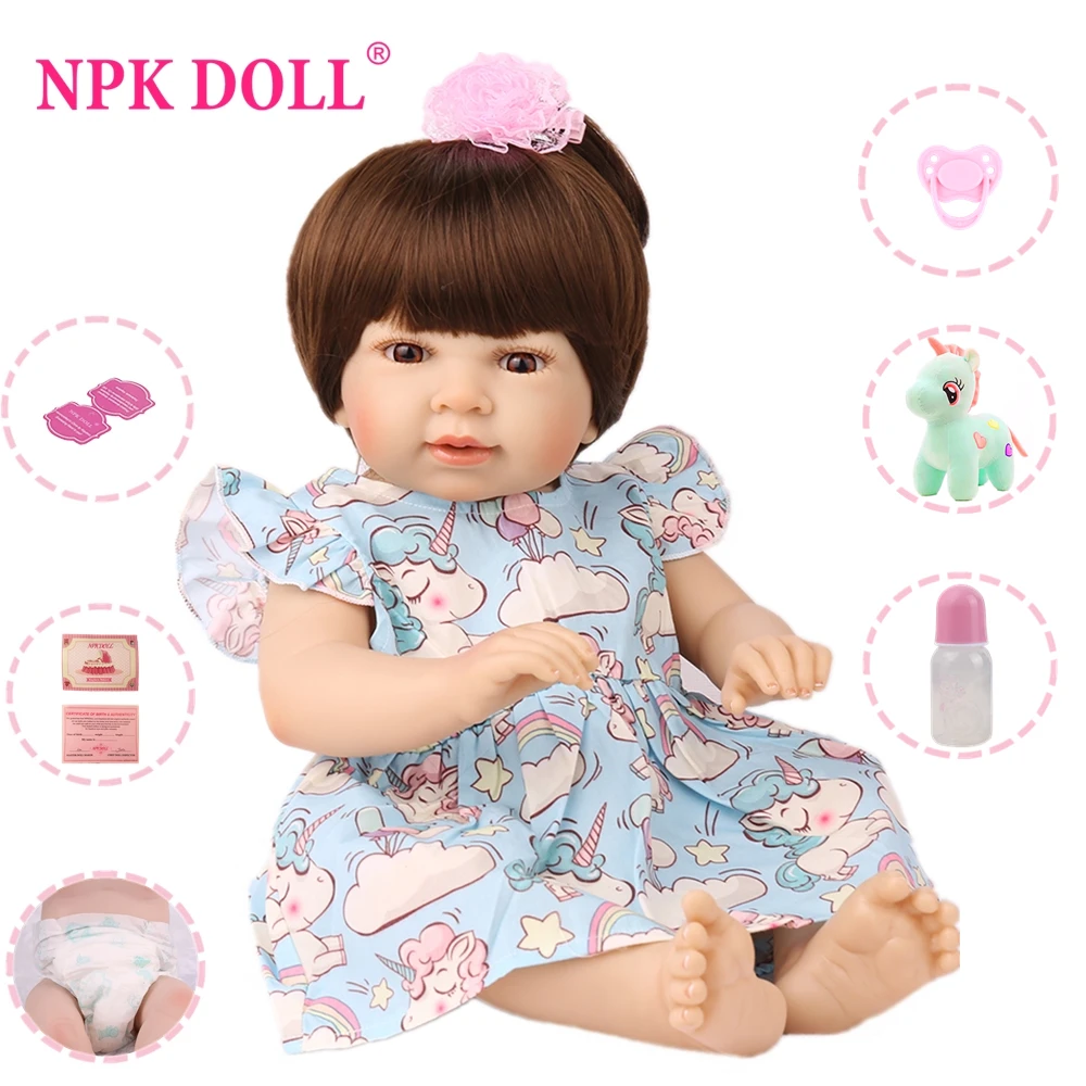 with soft toy NPKDOLL Куклы реборн виниловые игрушки реалистичный младенец дети поддельные детские развивающие банный детский приятель малыш Boneca - Цвет: with soft toy