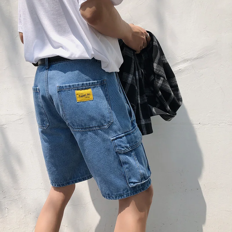 Шорты карго LBZ100 мужские джинсовые с карманами Свободные мешковатые штаны из