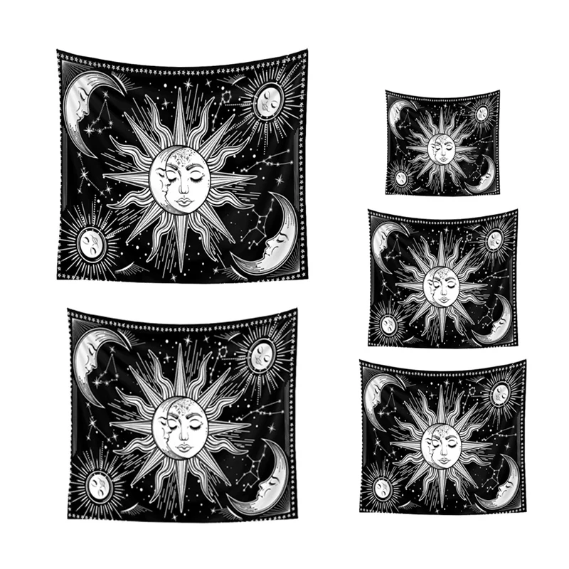 

Настенный гобелен с Луной, подвесной черно-белый гобелен, настенное украшение, гостиная, спальня