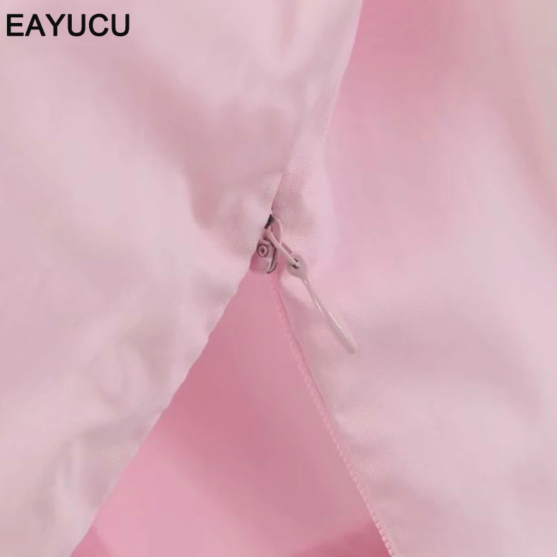 

EAYUCU Sweet Pink Summer Women Crop Tops New V Neck Lace Up Ruched Puff Sleeve Cotton Women Tops and Blouse Beach Wear ET041
