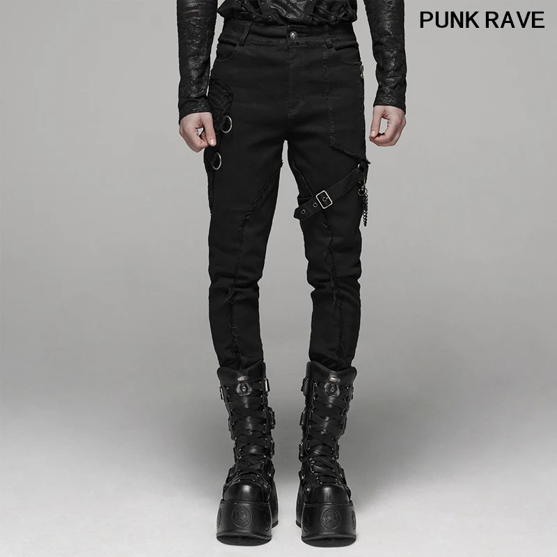 Брюки-Карандаш мужские с металлической цепочкой модные красивые повседневные