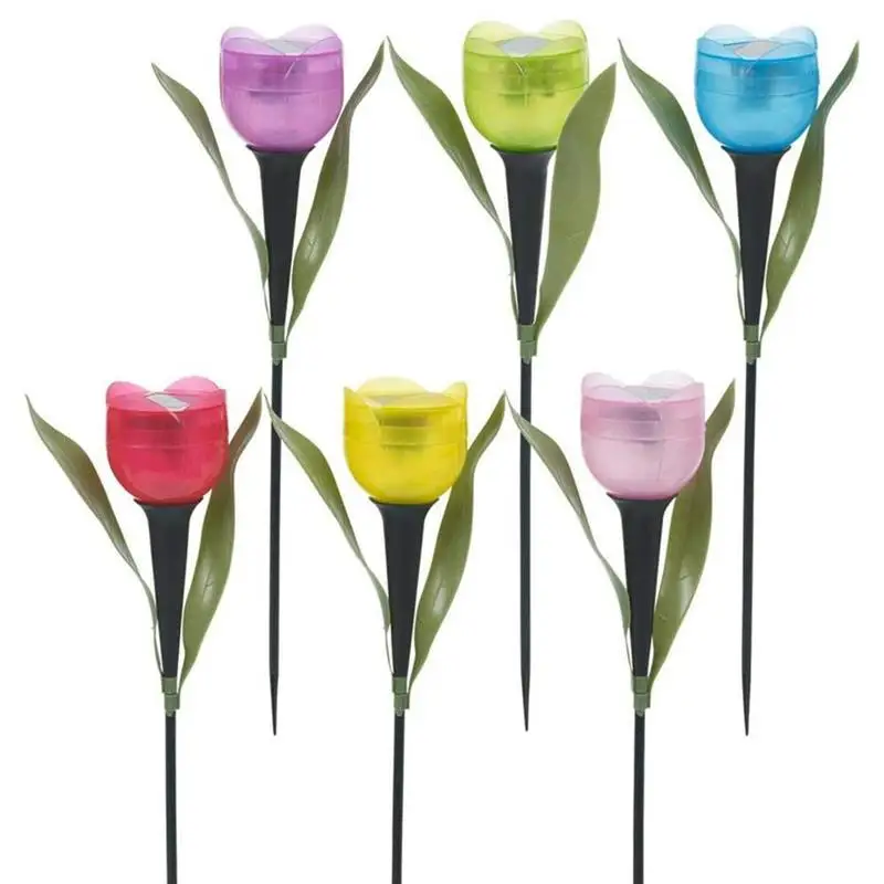 

NEW 6 Pcs Outdoor Landscape Solar LED Light Garden Solar Tulip Flower Light LED Tulip Home Lawn Lamp Landscape Night Flower Lamp