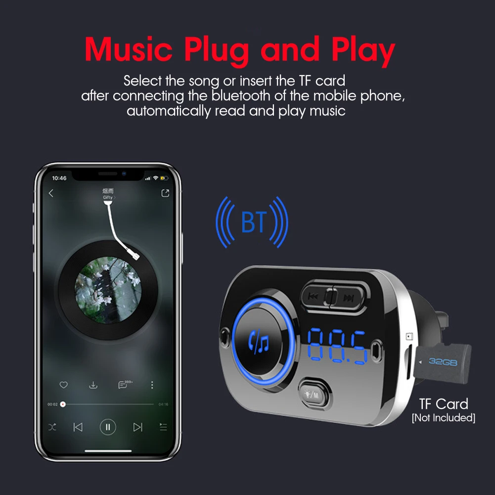 Беспроводной автомобильный FM-трансмиттер Bluetooth 5 0 радиокомплект mp3-плеер AUX