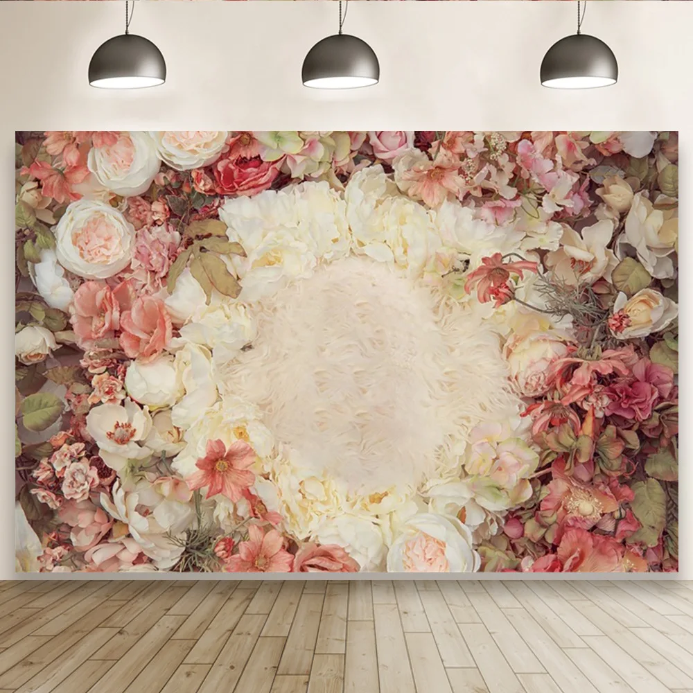 

Flowers Wall Newborn Baby Shower Photography Backdrop Kids Birthday Portrait Pets Doll Background For Photo Studio Photoshoot